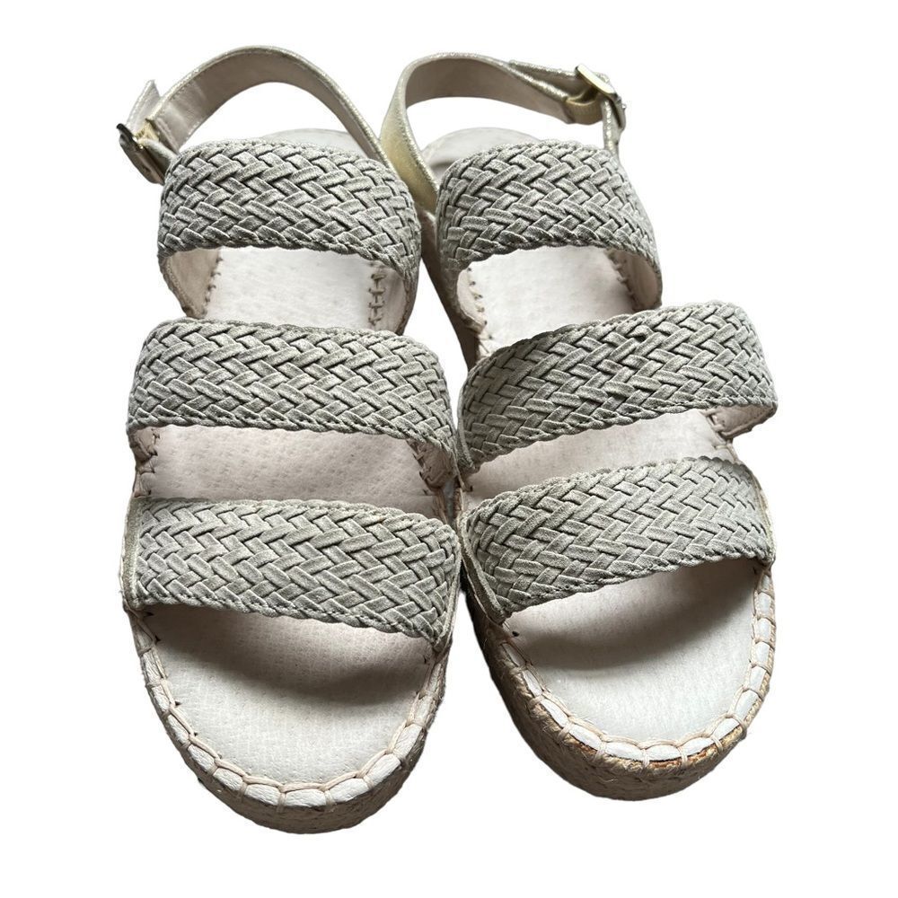 Caslon Espadrille Sandals size 9.5M Woven Metallic Platform Flatform Flat Shoes